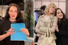 (left) Kat Dennings in a new video for 'Shifting Gears' Season 3, (right) Dennings and Neth Behrs on '2 Broke Girls' together