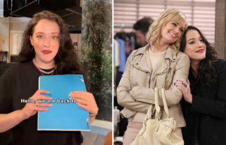 (left) Kat Dennings in a new video for "Shifting Gears" Season 3, (right) Dennings and Neth Behrs on "2 Broke Girls" together