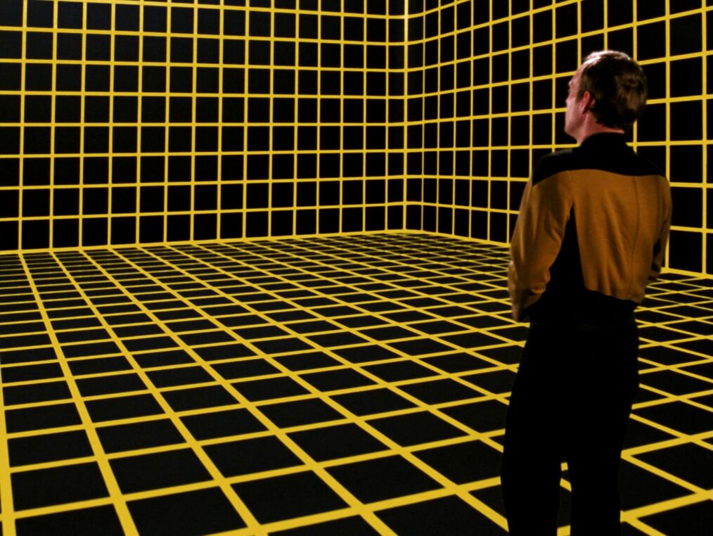 Dwight Schultz as Lt. Reg Barkley in the holodeck in the STAR TREK: THE NEXT GENERATION episode, "Hollow Pursuits."