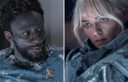 Babs Olusanmokun as Dr. M’Benga and Jess Bush as Christine Chapel — 'Star Trek: Strange New Worlds' Season 4 Episode 6 "Off-Hour"