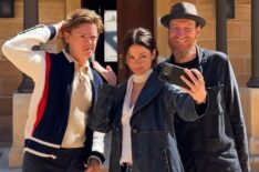 Thomas Brodie-Sangster, Maia Mitchell, and David Thewlis behind the scenes of 'The Artful Dodger'