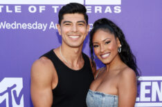 Horacio Gutierrez and Nurys Mateo attend MTV's 'The Challenge 40: Battle Of The Eras' LA event at Los Angeles Memorial Coliseum on August 09, 2024 in Los Angeles, California