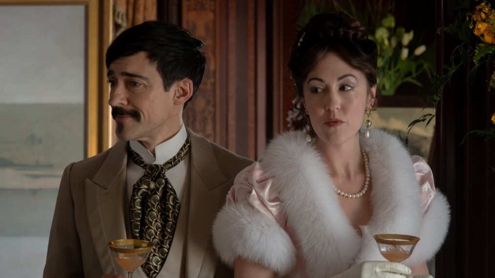 Blake Ritson as Oscar and Kelley Curran as Enid in 'The Gilded Age' Season 4