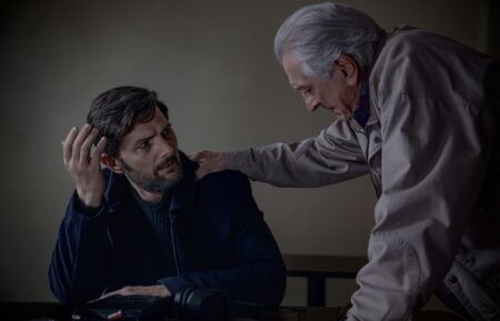 Adam Scott as Tom Kennedy and Robert De Niro as Peter Willis — 'The Whisper Man'
