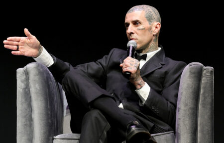 Travis Barker speaks onstage during the "Travis Barker: Louder Than Fear" Premiere during the 2026 Tribeca Festival at Spring Studios on June 13, 2026 in New York City