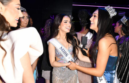 Miss Teen USA 2023 UmaSofia Srivastava and 2023 Miss Florida Teen USA Sharlysse Nelson attend Supermodels Unlimited Magazine Presents: Billboards Over Broadway - NYFW Celebrity Event at Nebula Nightclub on February 10, 2024 in New York City