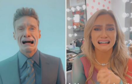 (left) Ryan Seacrest and (right) Maggie Sajak on the set of "Wheel of Fortune" Season 44