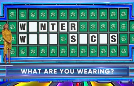 "Wheel of Fortune" contestants trying to solve "Winter Wool Socks"