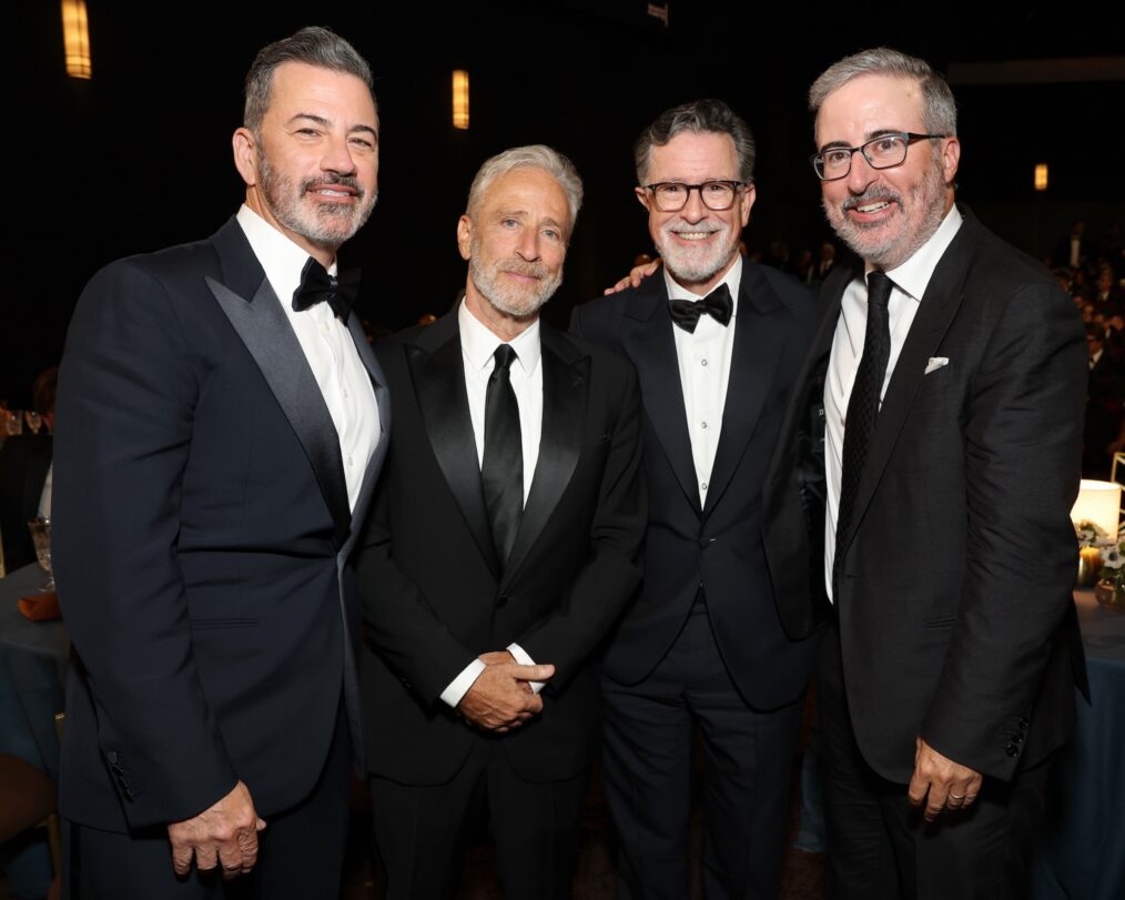 Jimmy Kimmel, Jon Stewart, Stephen Colbert and John Oliver attend the 78th Primetime Emmy Awards held at the Peacock Theater on September 14, 2026.
