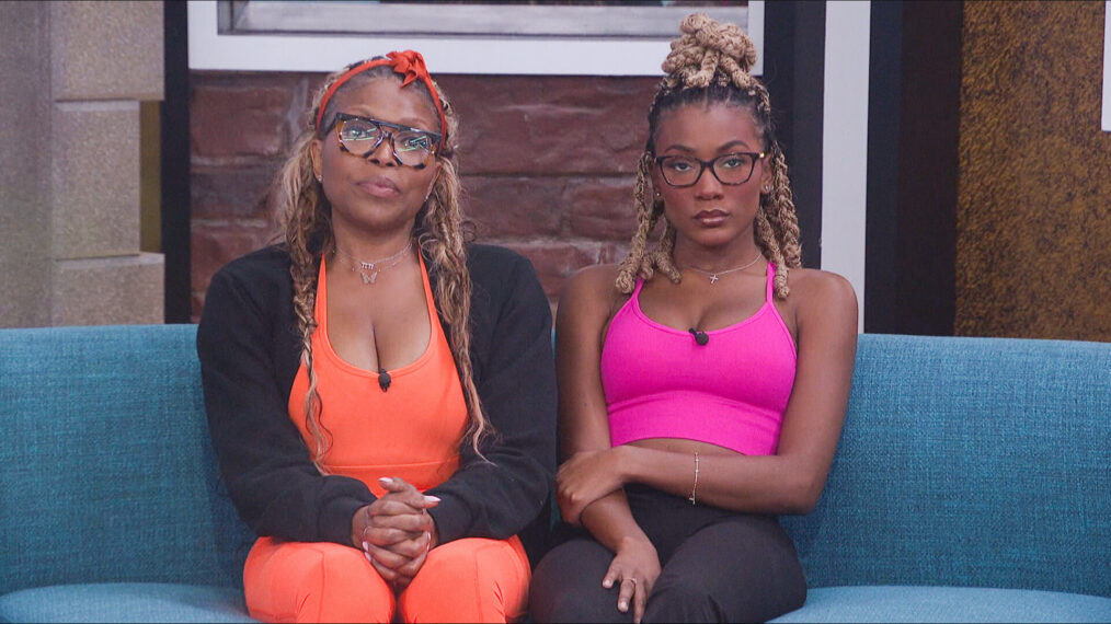 BIG BROTHER on the CBS Television Network and streaming on Paramount+ (live and on-demand for Paramount+ with SHOWTIME subscribers, or on-demand for Paramount+ Essential subscribers the day after the episode airs)* Pictured: LaTrice Verrett and Taylor Brown. Photo: CBS ©2026 CBS Broadcasting, Inc. All Rights Reserved. Highest quality screengrab available.