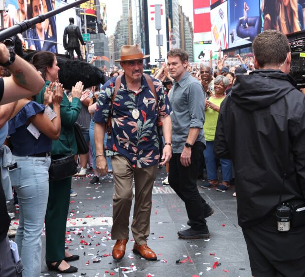 NEW YORK, NY - SEPTEMBER 02: David Zayas and Michael C. Hall are seen on the set of