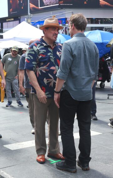 NEW YORK, NY - SEPTEMBER 01: David Zayas and Michael C. Hall are seen on the set of