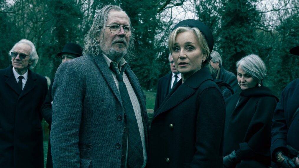 Gary Oldman and Kristin Scott Thomas, 'Slow Horses' Season 6, Apple TV, premieres September 16, 2026.
