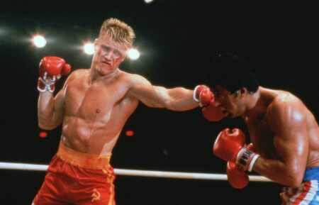 Dolph Lundgren and Sylvester Stallone in 'Rocky IV'