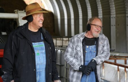 Mark Ramsey and Eric “Digger” Manes in the hay barn.