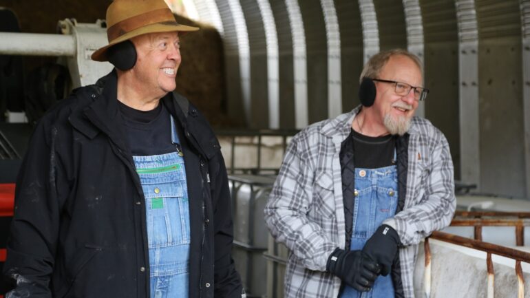 Mark Ramsey and Eric “Digger” Manes in the hay barn.