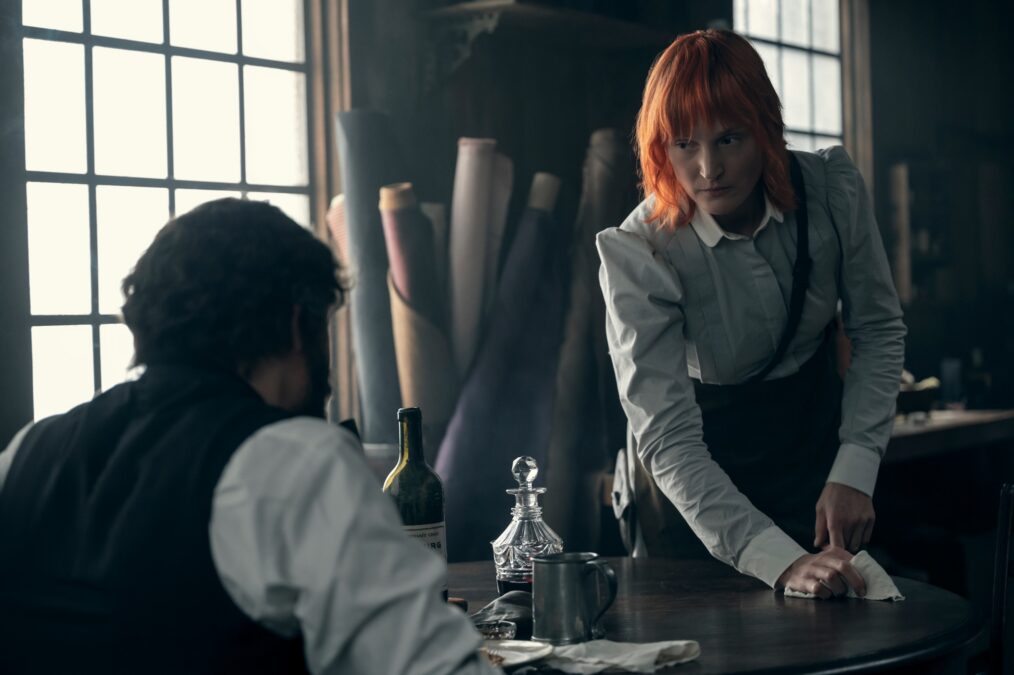 Monster: The Lizzie Borden Story. (L to R) Charlie Hunnam as Andrew Borden, Vicky Krieps as Maggie Sullivan in episode 403 of Monster: The Lizzie Borden Story. Cr. Suzanne Tenner/Netflix © 2026