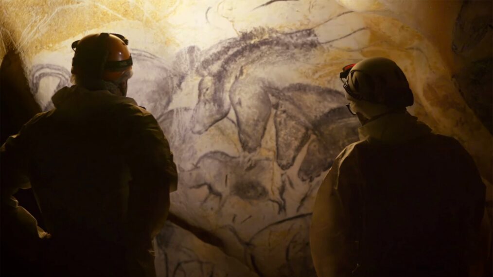 NOVAStone Age Masterpiece Two scientists staring at the Panel of the Horses Credit© France.tv studio