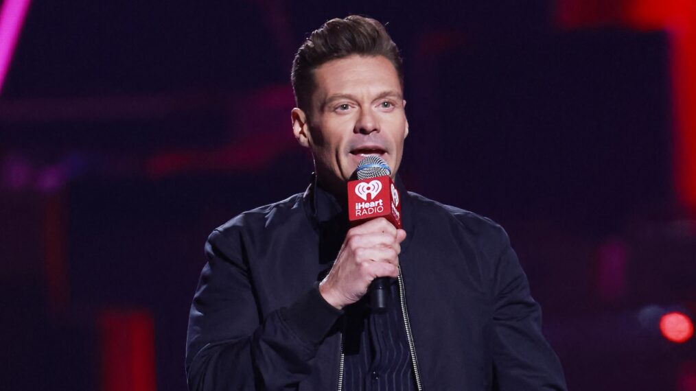 Ryan Seacrest speaks on stage during the iHeart Radio Music Festival night one at T-Mobile Arena in Las Vegas, Nevada, on September 20, 2024.