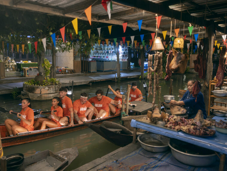 (L-R): Michelle Fitzgerald, Izzy Fairthorne, Justin Hinsley, Will Gagnon, CT Tamburello, Tori Deal, and Johnny Bananas in The Challenge, episode 8, season 42, streaming on Paramount+, 2026. Photo credit: Jonne Roriz/Paramount+