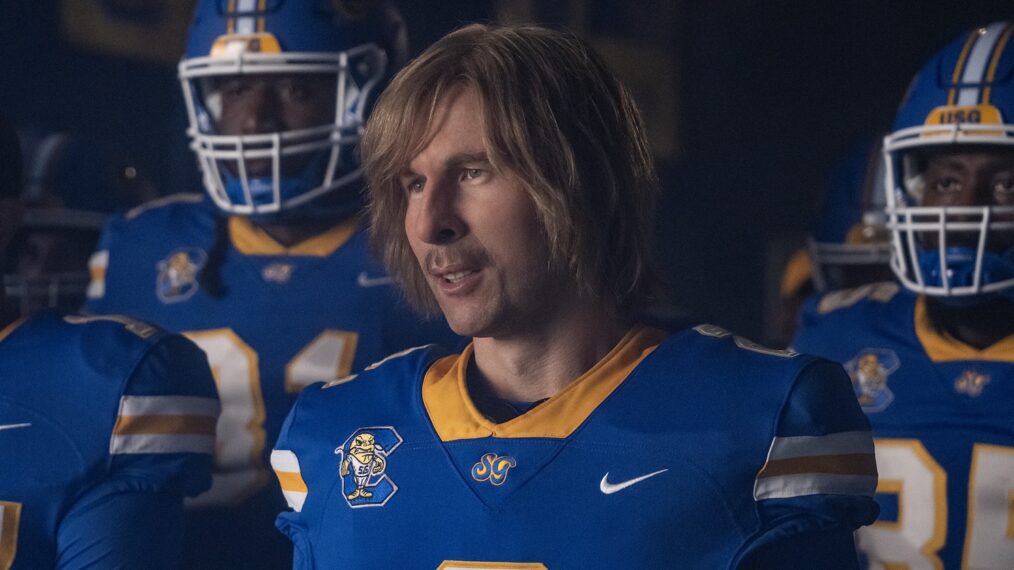 Xavier Mills and Glen Powell, 'Chad Powers,' Season 2, Episode 6, Hulu, September 3, 2026.