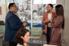 Ben Onyx Dowdy, Tyler James Williams, and Janelle James in 'Abbott Elementary' Season 6