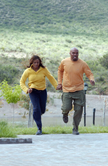 Uchenna Agu and Joyce Agu rush to the next pitstop in Mendoza, Argentina, on THE AMAZING RACE 7, scheduled to air on the CBS Television Network.