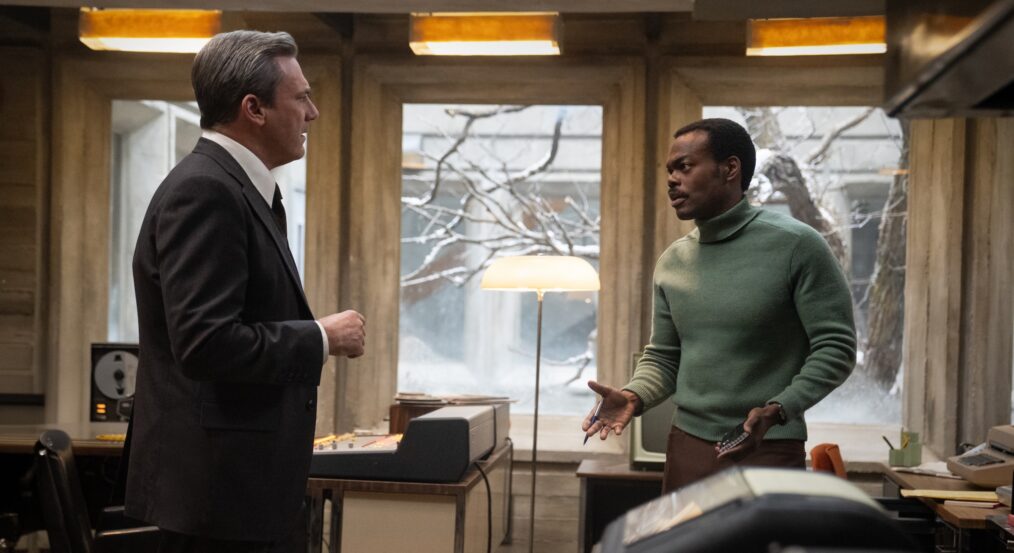 American Hostage Episode 101: My Town IndyCredit: Steven Ackerman/MGM+/Sony Pictures Television Copyright: © Sony Pictures Television Description: Jon Hamm as Fred Heckman, William Jackson Harper as Ben Hairston