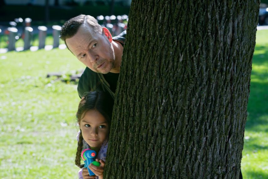 Eleanor and Penelope Yataco as Elena Baez and Donnie Wahlberg as Danny Reagan in 'Boston Blue' Season 2 Episode 2