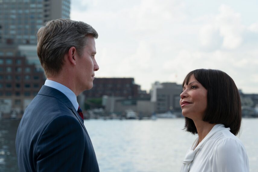 Ward Horton as Thad Longfellow and Gloria Reuben as Mae Silver in 'Boston Blue' Season 2 Episode 2