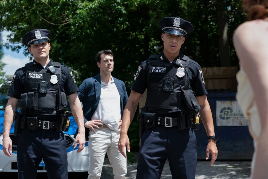 Marcus Scribner as Jonah Silver and Mika Amonsen as Sean Reagan in 'Boston Blue' Season 2 Episode 1