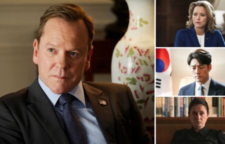 Kiefer Sutherland as Tom Kirkman in ‘Designated Survivor,’ Téa Leoni as Elizabeth McCord in ‘Madam Secretary,’ Ji Jin-hee as Park Mu-jin in ‘Designated Survivor: 60 Days,’ and Sidse Babett Knudsen as Birgitte Nyborg in ‘Borgen’