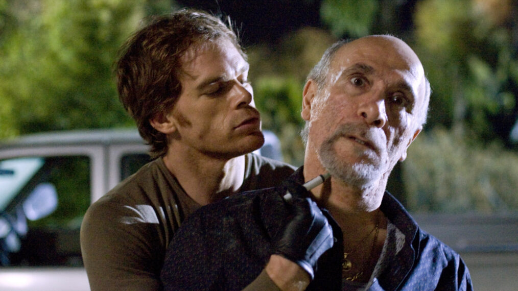 Michael C. Hall as Dexter Morgan and Tony Amendola as Santos Jimenez in 'Dexter'
