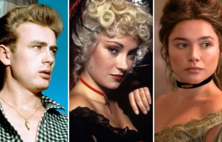 James Dean in 'East of Eden' (1955), Jane Seymoure in 'East of Eden' (1981), and Florence Pugh in 'East of Eden' (2026)