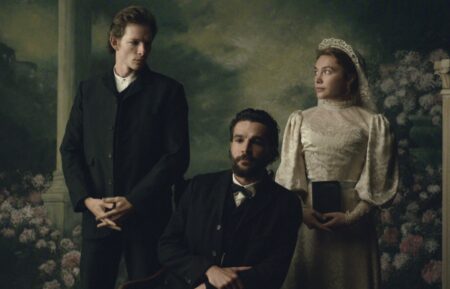 Mike Faist as Charles Trask, Christopher Abbott as Adam Trask, Florence Pugh as Cathy Ames in 'East of Eden'