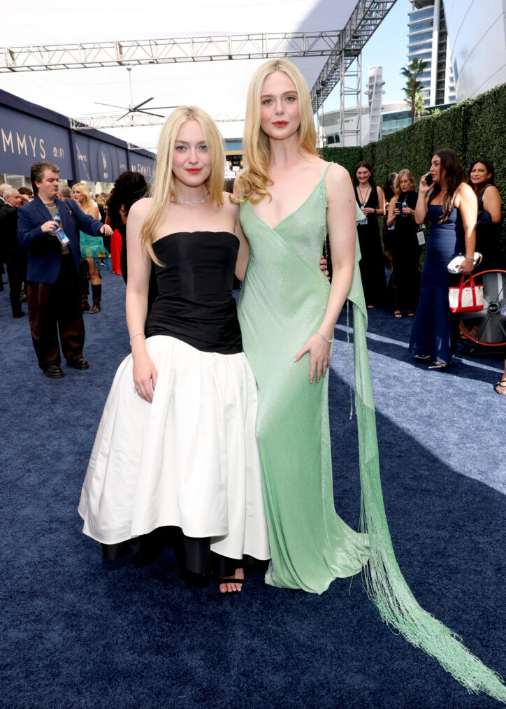 Dakota Fanning and Elle Fanning arrive to the 78th Primetime Emmy Awards