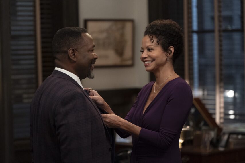 Wendell Pierce as Captain Wagner and Gloria Reuben as Claudia Payne in 'Elsbeth' Season 4 Episode 1