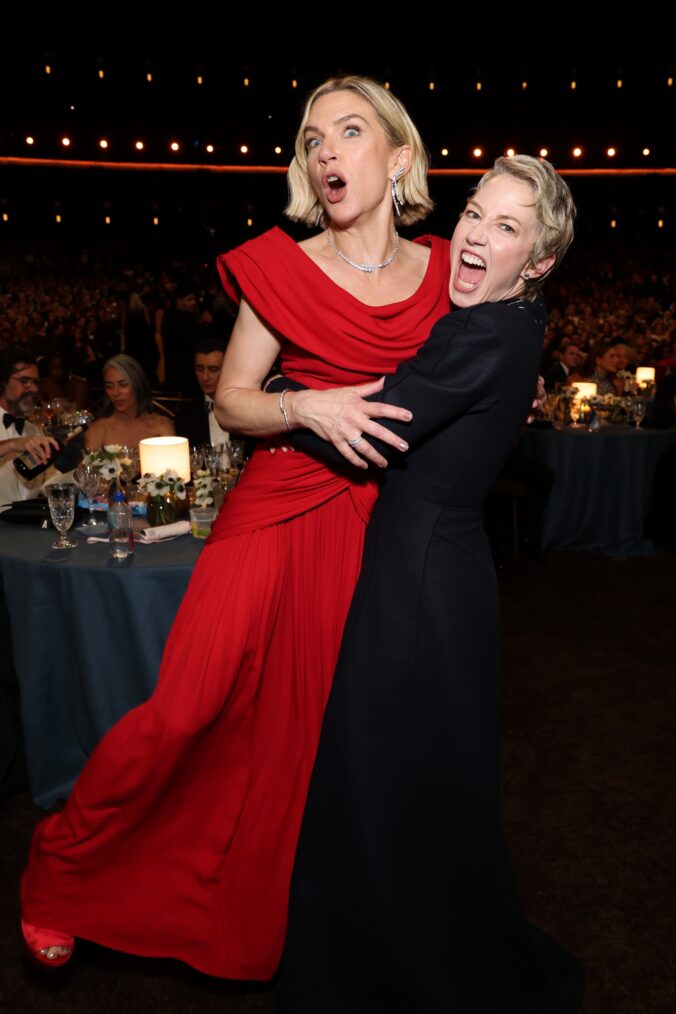 Rhea Seehorn and Carrie Coon attend the 78th Primetime Emmy Awards held at the Peacock Theater on September 14, 2026.