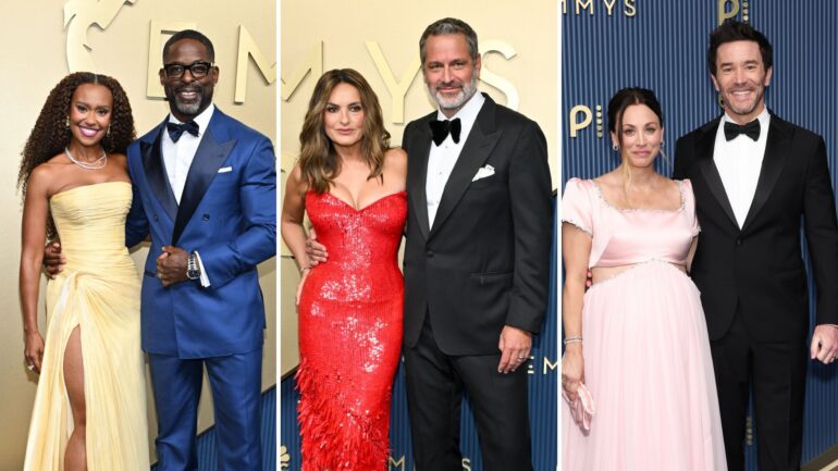 Ryan Michelle Bathe and US actor Sterling K. Brown, Mariska Hargitay and Peter Hermann, Kaley Cuoco and Tom Pelphrey arrive for the 78th Primetime Emmy Awards at the Peacock Theatre at LA Live in Los Angeles on September 14, 2026.
