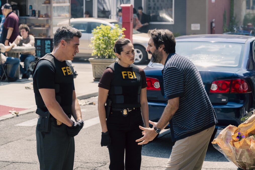 John Boyd as Special Agent Stuart Scola, Juliana Aidén Martinez as Eva Ramos, and Shpend Xani as Dominick Ballaci — 'FBI' Season 9 Premiere