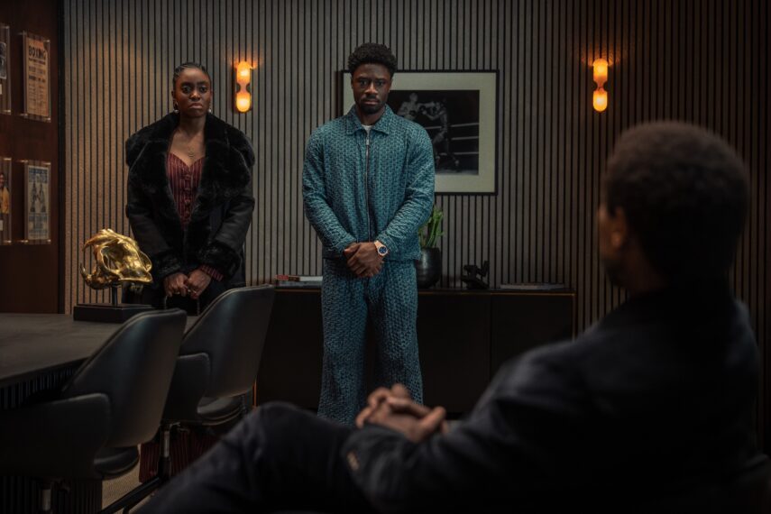Anita-Joy Uwajeh (“Cebella ‘Cece’ Marshall”), Charles Babalola (“Ezekiel ‘Zeek’ Marshall), and Nicholas Pinnock (“Kingsley Marshall”) — 'Fightland' Season 1 Finale