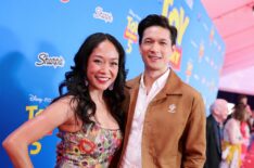 Shelby Rabara and Harry Shum Jr. attend the Toy Story 5 Los Angeles World Premiere at Dolby Theatre in Los Angeles, California on June 09, 2026