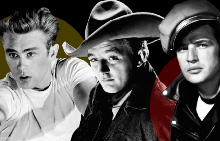 Hollywood Badboy Icons James Dean, Robert Mitchum and Marlon Brando collage