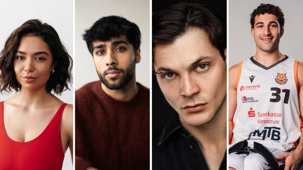 Auli'i Cravalho as Lola, Chaneil Kular as JJ, Gabriel Tierney as Aaron, and Peter Berry as Robbie in 'Icebreaker'