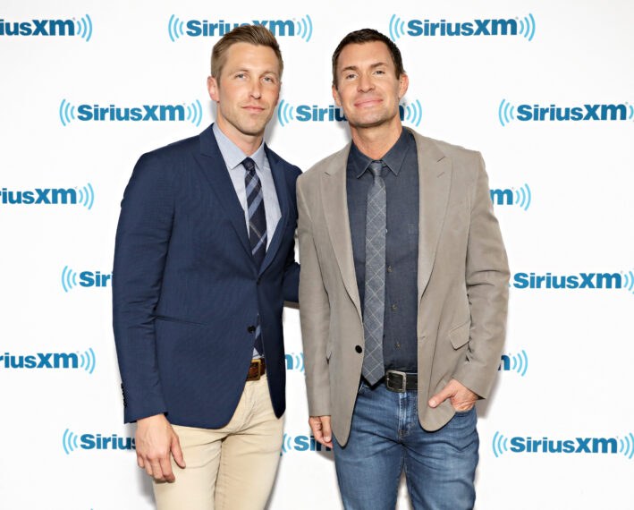 TV personalities Gage Edward and Jeff Lewis visit the SiriusXM Studios on June 8, 2018 in New York City
