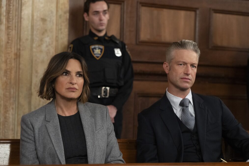 Mariska Hargitay as Capt. Olivia Benson, Peter Scanavino as A.D.A. Dominick "Sonny" Carisi Jr. — 'Law & Order: SVU' Season 28 Premiere "Volition"