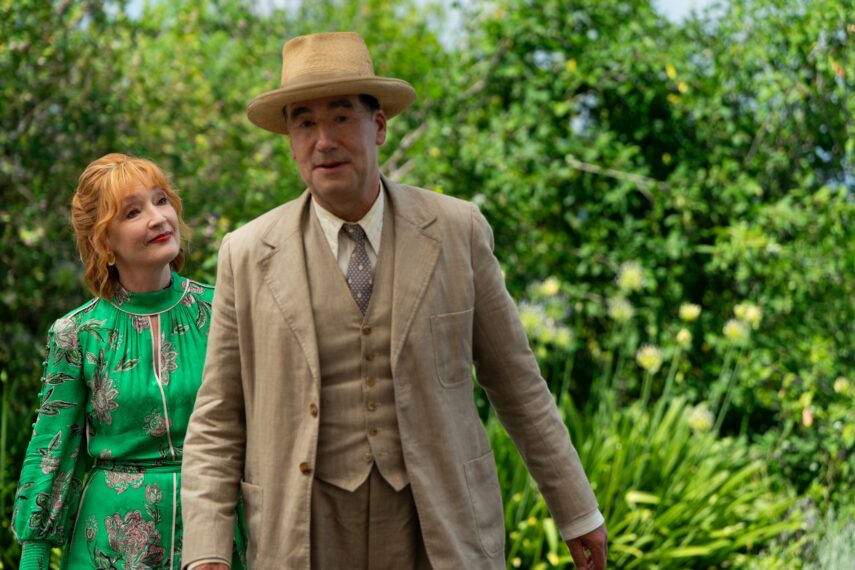 Lesley Manville as Susan Ryeland and Tim McMullan as Atticus Pünd in Marble Hall Murders