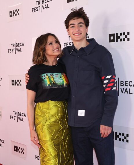 Mariska Hargitay and August Hermann are seen at "The Gymnasts Of Fisherman Colony" Premiere during the 2026 Tribeca Festival at SVA Theater in Chelsea, Manhattan on June 08, 2026 in New York City.