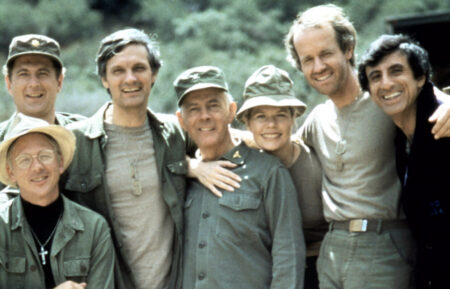 MASH (aka M*A*S*H), from bottom left: William Christopher, David Ogden Stiers, Alan Alda, Harry Morgan, Loretta Swit, Mike Farrell, Jamie Farr, 1972-83