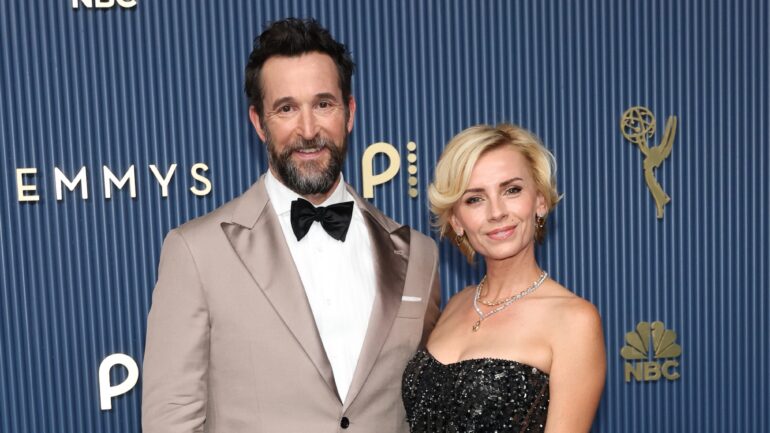 Noah Wyle and Sara Wells attend the 78th Primetime Emmy Awards at Peacock Theater on September 14, 2026 in Los Angeles, California